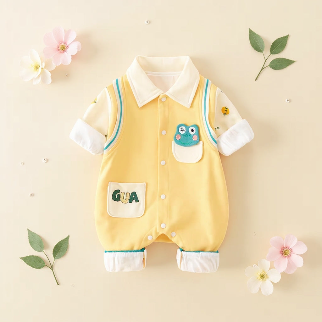 🐸 Cute  Baby Romper – Soft Cotton Jumpsuit 👶✨