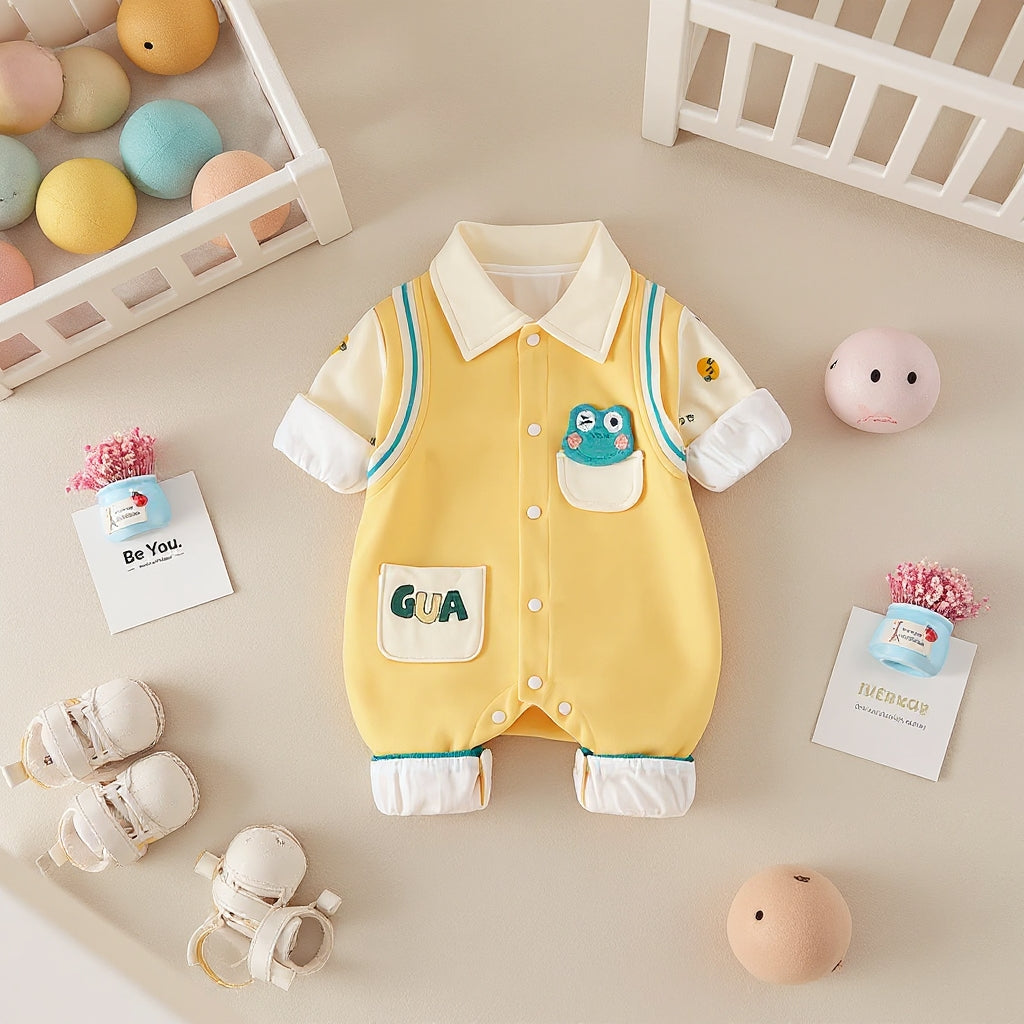 🐸 Cute  Baby Romper – Soft Cotton Jumpsuit 👶✨