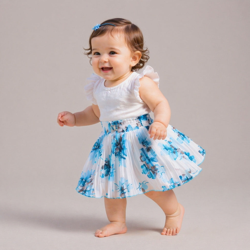 Baby Girls Georgette Skirt – Only Single Piece | Elastic Waist | Soft Inner Astar | Stylish Printed Designer Skirt (6 Months to 5 Years)