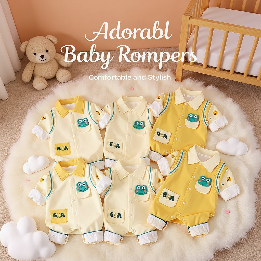 🐸 Cute  Baby Romper – Soft Cotton Jumpsuit 👶✨