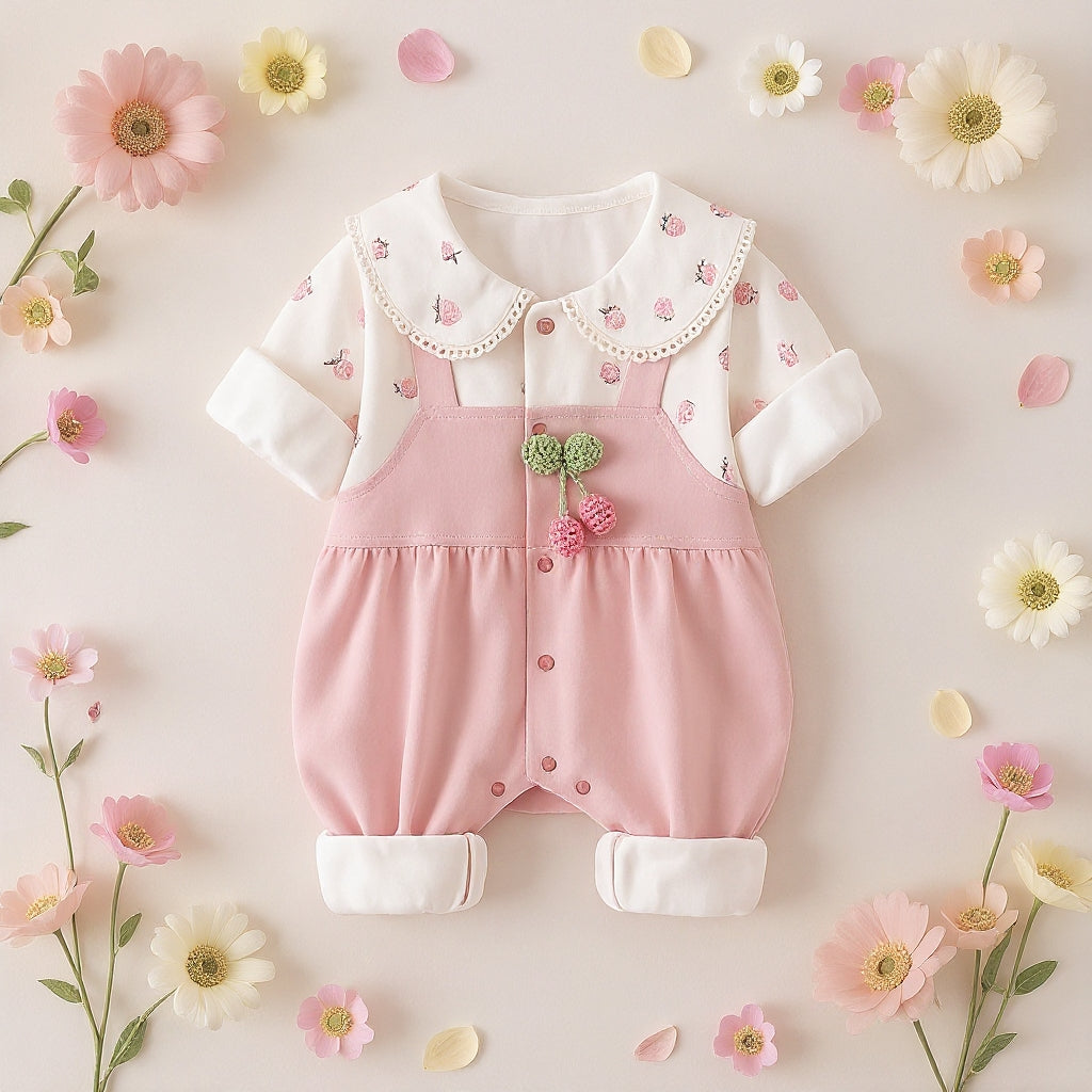 Cute Summer Baby Romper Set – Soft Cotton Floral & Pink Outfit 🌼