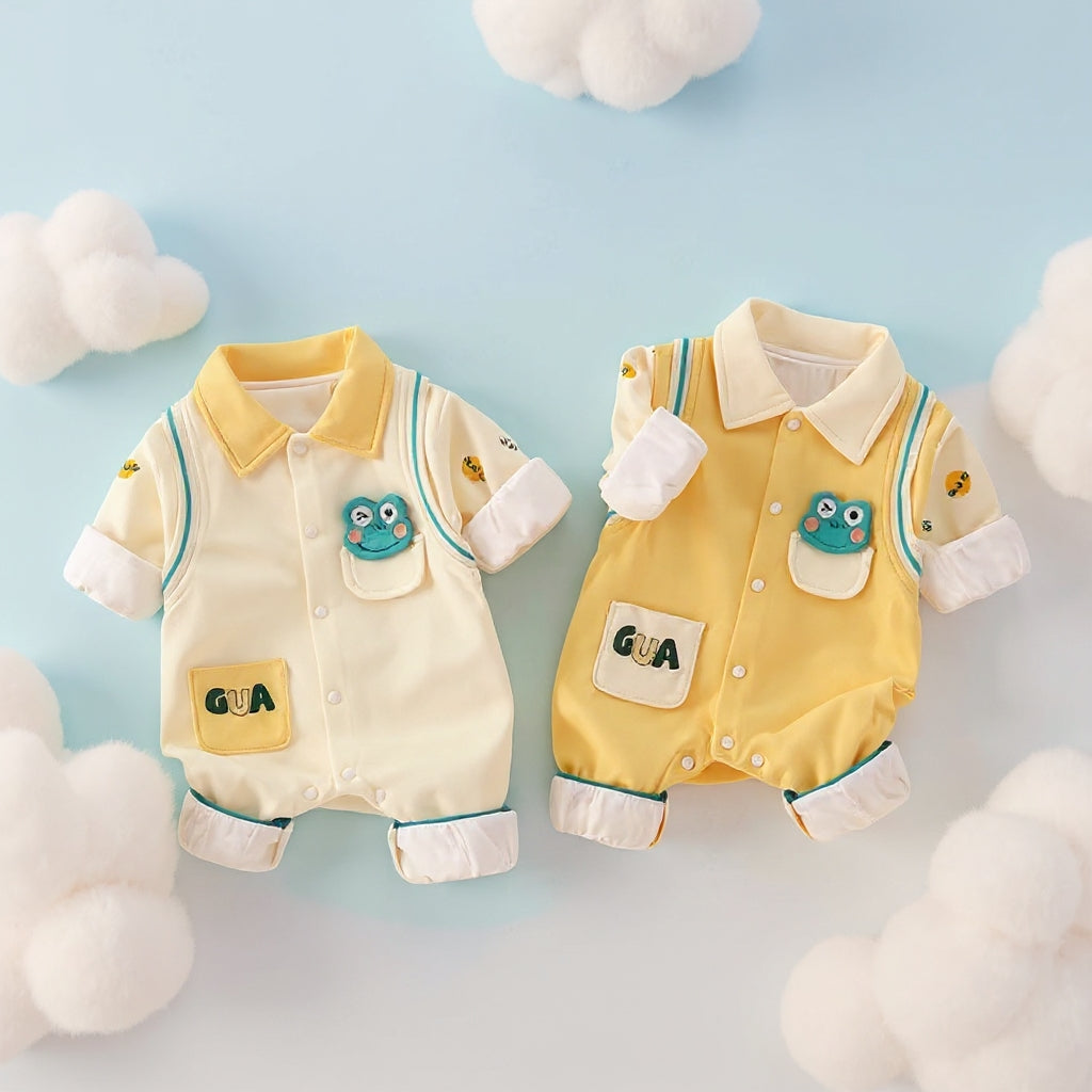 🐸 Cute  Baby Romper – Soft Cotton Jumpsuit 👶✨