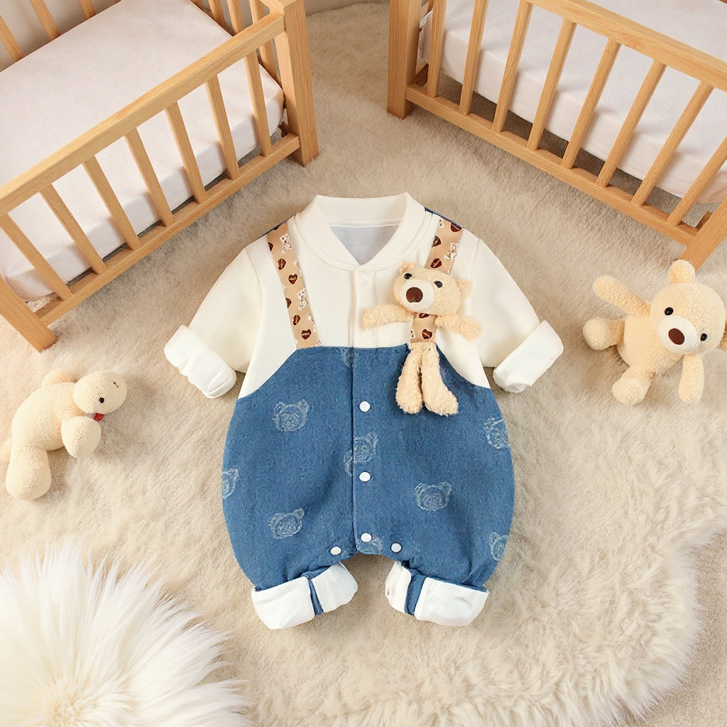 Teddy Buddy Summer Baby Romper – Cute Bear Cotton Outfit for Babies 🧸☀️