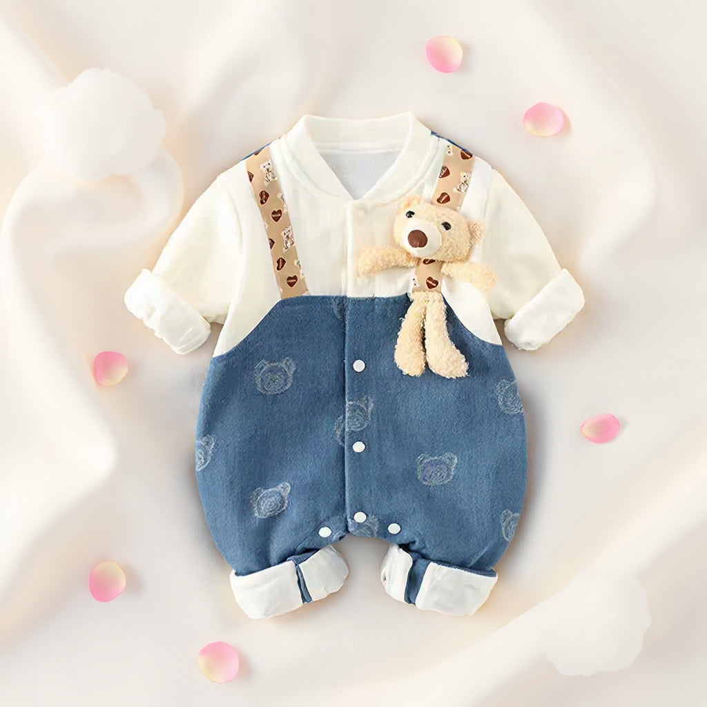 Teddy Buddy Summer Baby Romper – Cute Bear Cotton Outfit for Babies 🧸☀️