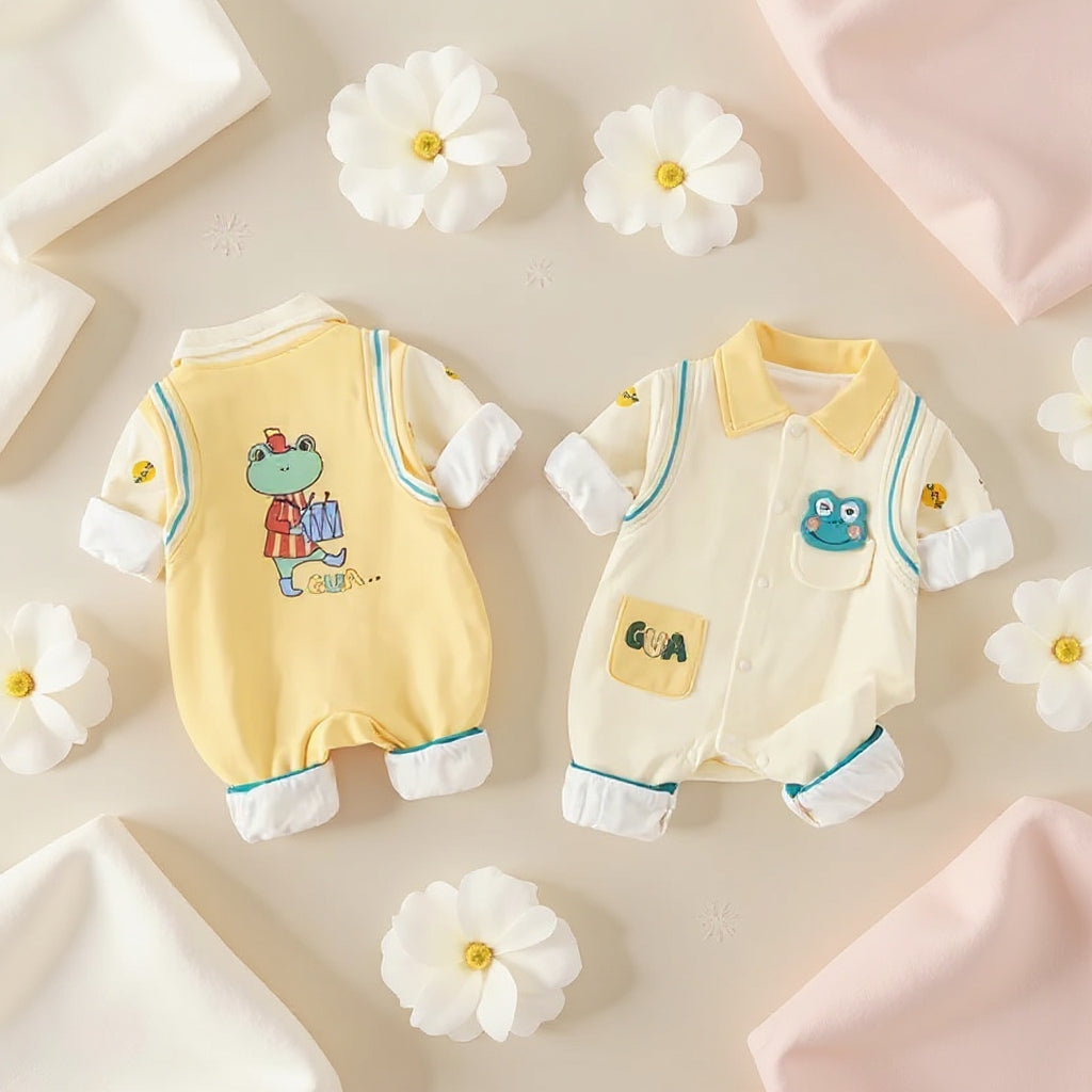 🐸 Cute  Baby Romper – Soft Cotton Jumpsuit 👶✨