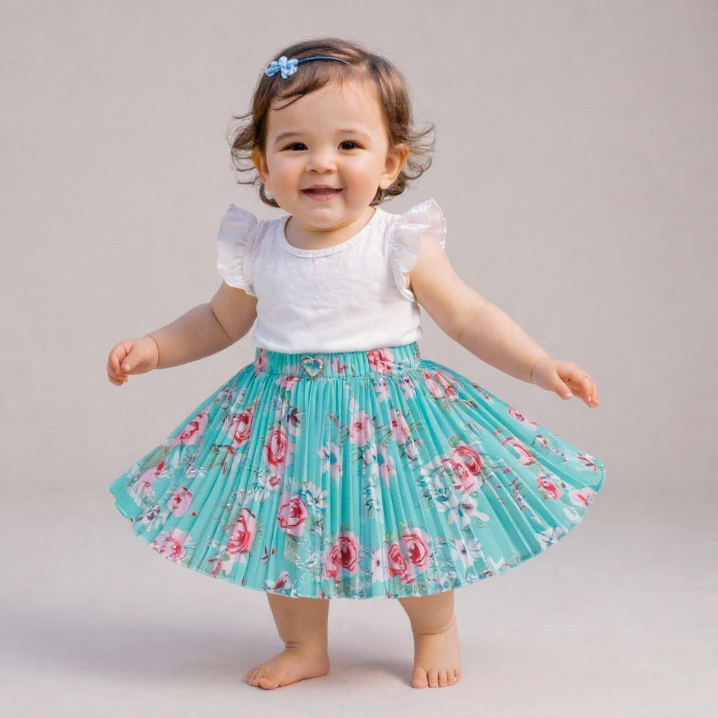 Baby Girls Floral Pleated Skirt (Single Piece Only - Skirt)