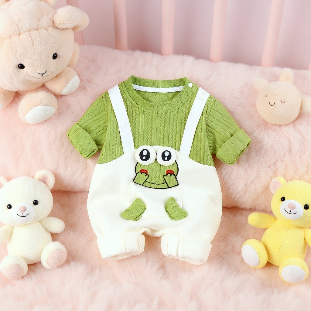 Little Frog Summer Baby Romper – Cute Green Cotton Outfit for Babies 🐸☀️