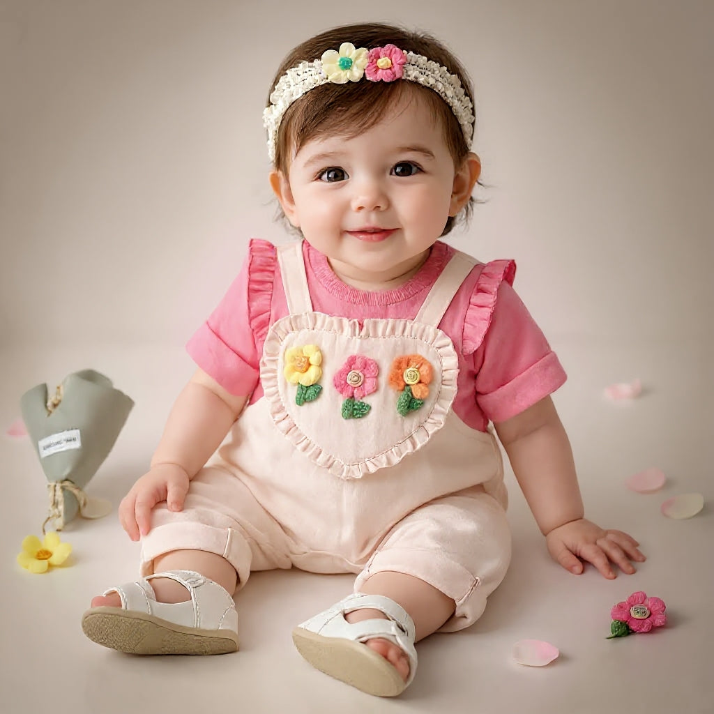 Rani Pink Baby Romper Set – Cute Floral Summer Outfit 👶🌺