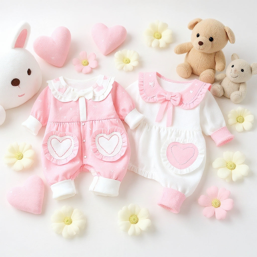 Cute Heart Baby Romper Set – Summer Soft Cotton Outfit 💖🌸