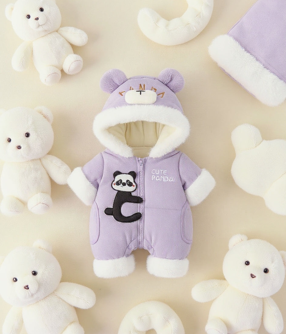 Premium 1-Piece "Cute Panda" Hooded Romper – Ultra-Soft All-Season Jumpsuit for Babies!
