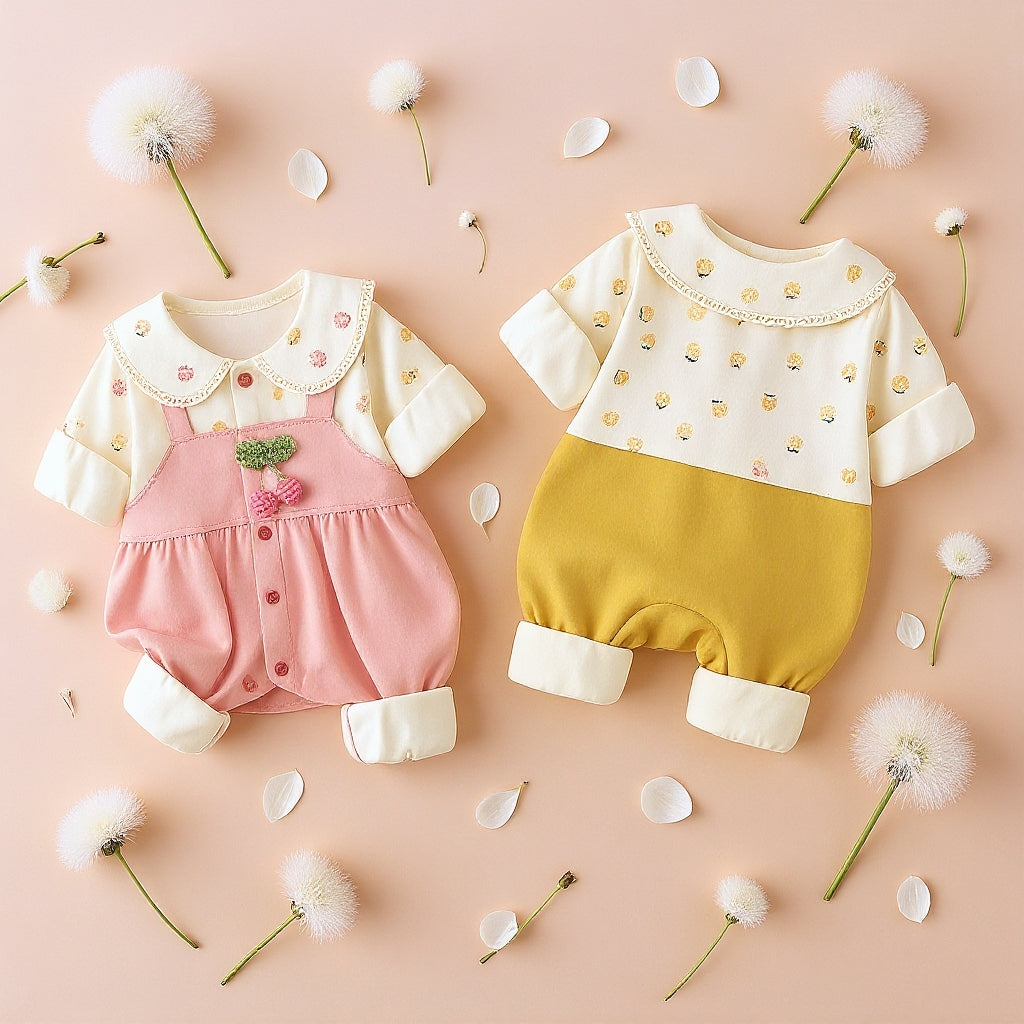 Cute Summer Baby Romper Set – Soft Cotton Floral & Pink Outfit 🌼