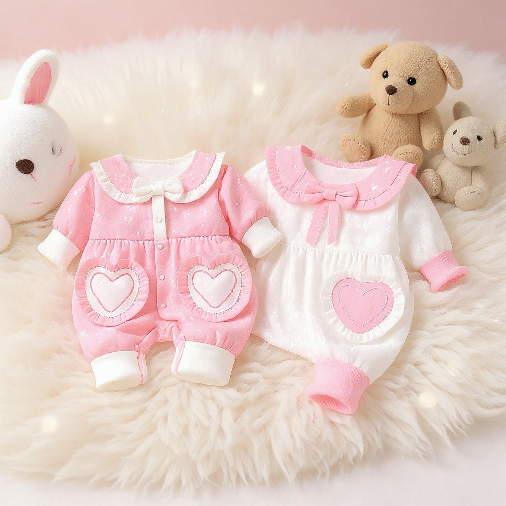 Cute Heart Baby Romper Set – Summer Soft Cotton Outfit 💖🌸