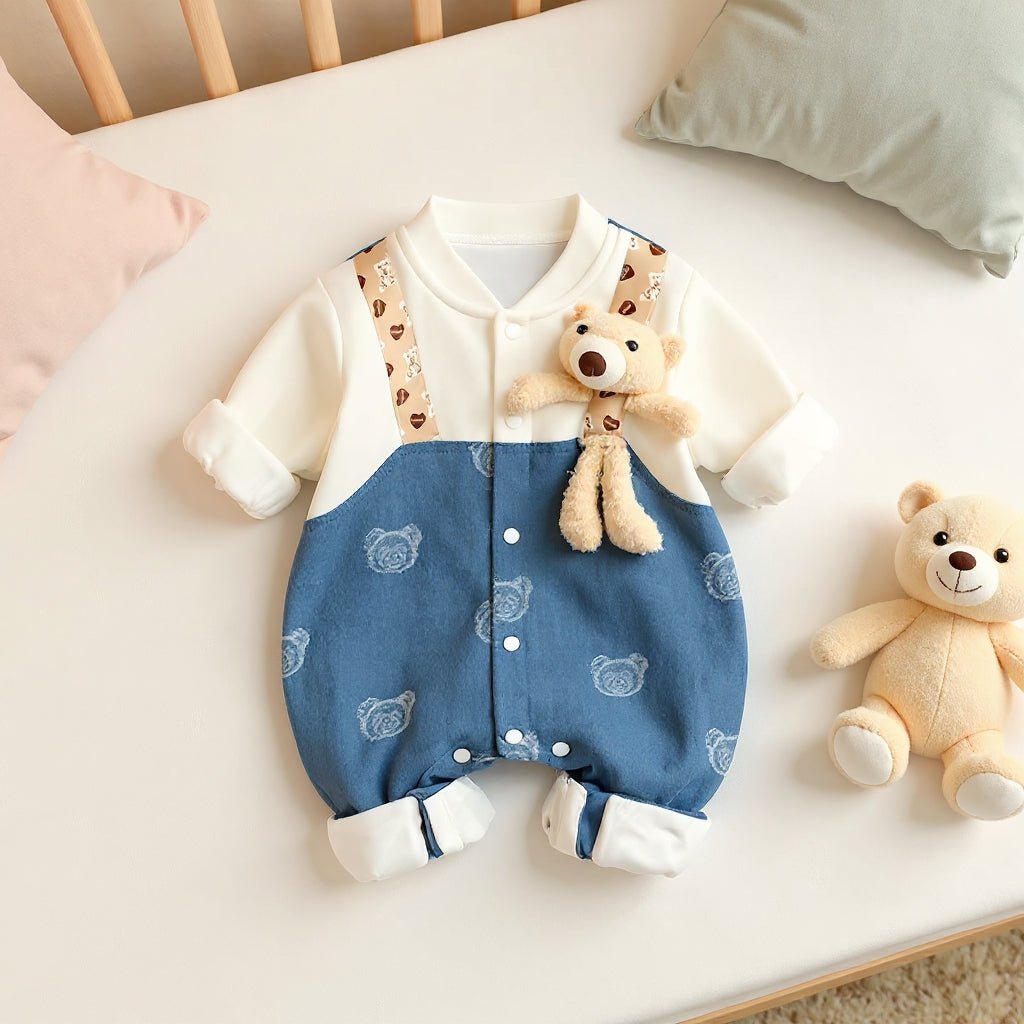 Teddy Buddy Summer Baby Romper – Cute Bear Cotton Outfit for Babies 🧸☀️