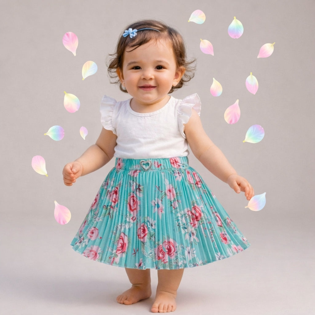 Baby Girls Floral Pleated Skirt (Single Piece Only - Skirt)