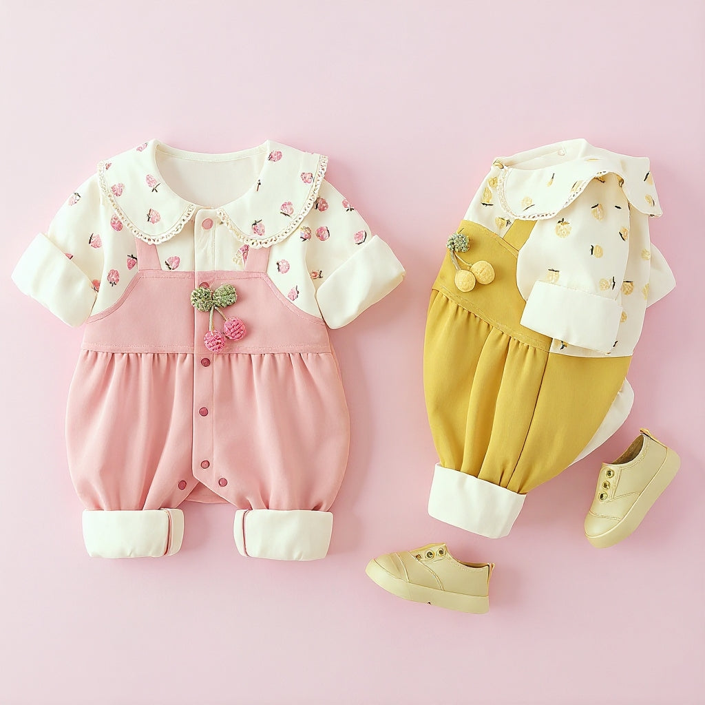 Cute Summer Baby Romper Set – Soft Cotton Floral & Pink Outfit 🌼