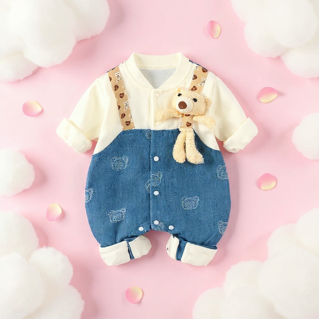 Teddy Buddy Summer Baby Romper – Cute Bear Cotton Outfit for Babies 🧸☀️