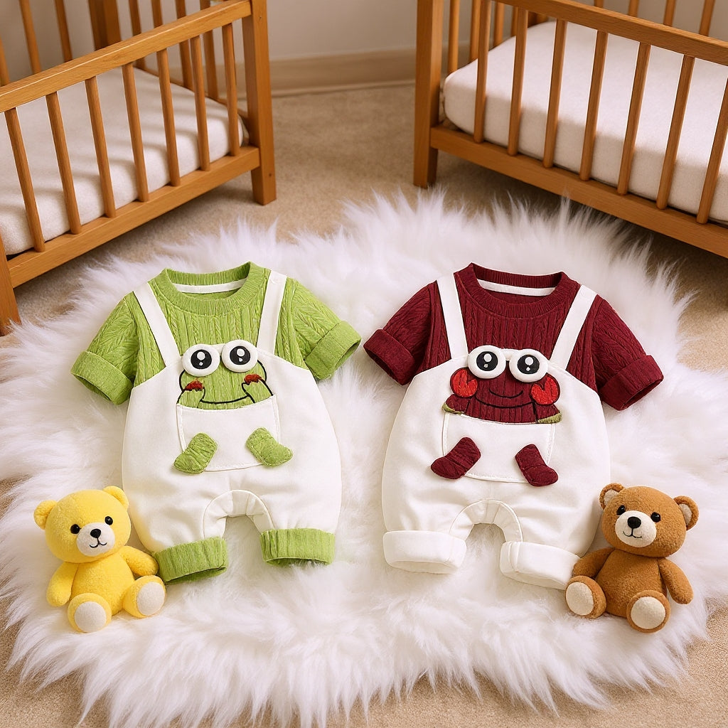 Little Frog Summer Baby Romper – Cute Green Cotton Outfit for Babies 🐸☀️