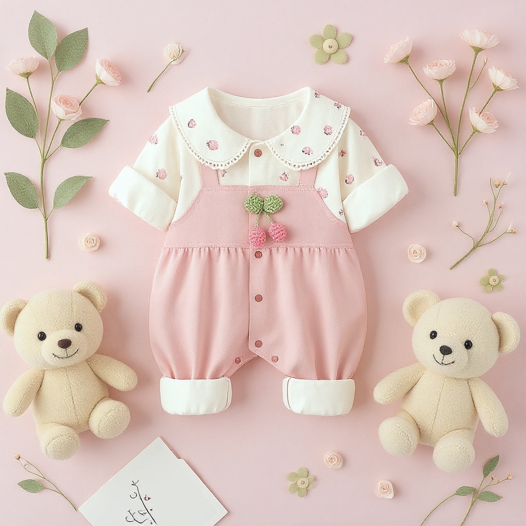 Cute Summer Baby Romper Set – Soft Cotton Floral & Pink Outfit 🌼
