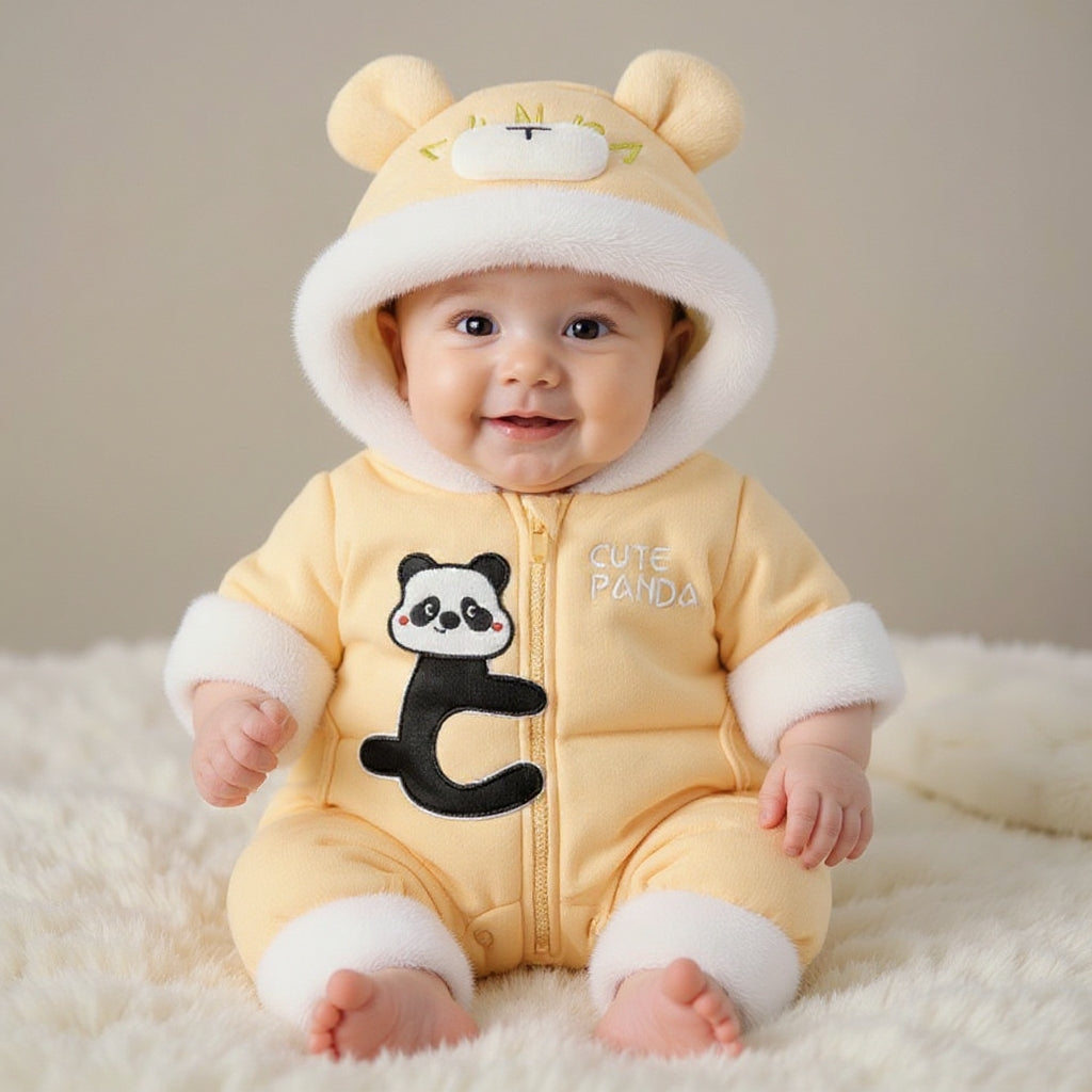 Premium 1-Piece "Cute Panda" Hooded Romper – Ultra-Soft All-Season Jumpsuit for Babies!