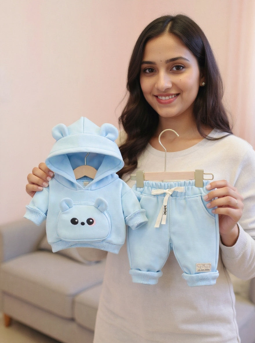 Little Cub Comfort: Premium Bear Hoodie & Jogger Set