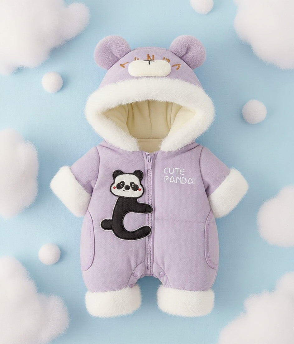 Premium 1-Piece "Cute Panda" Hooded Romper – Ultra-Soft All-Season Jumpsuit for Babies!