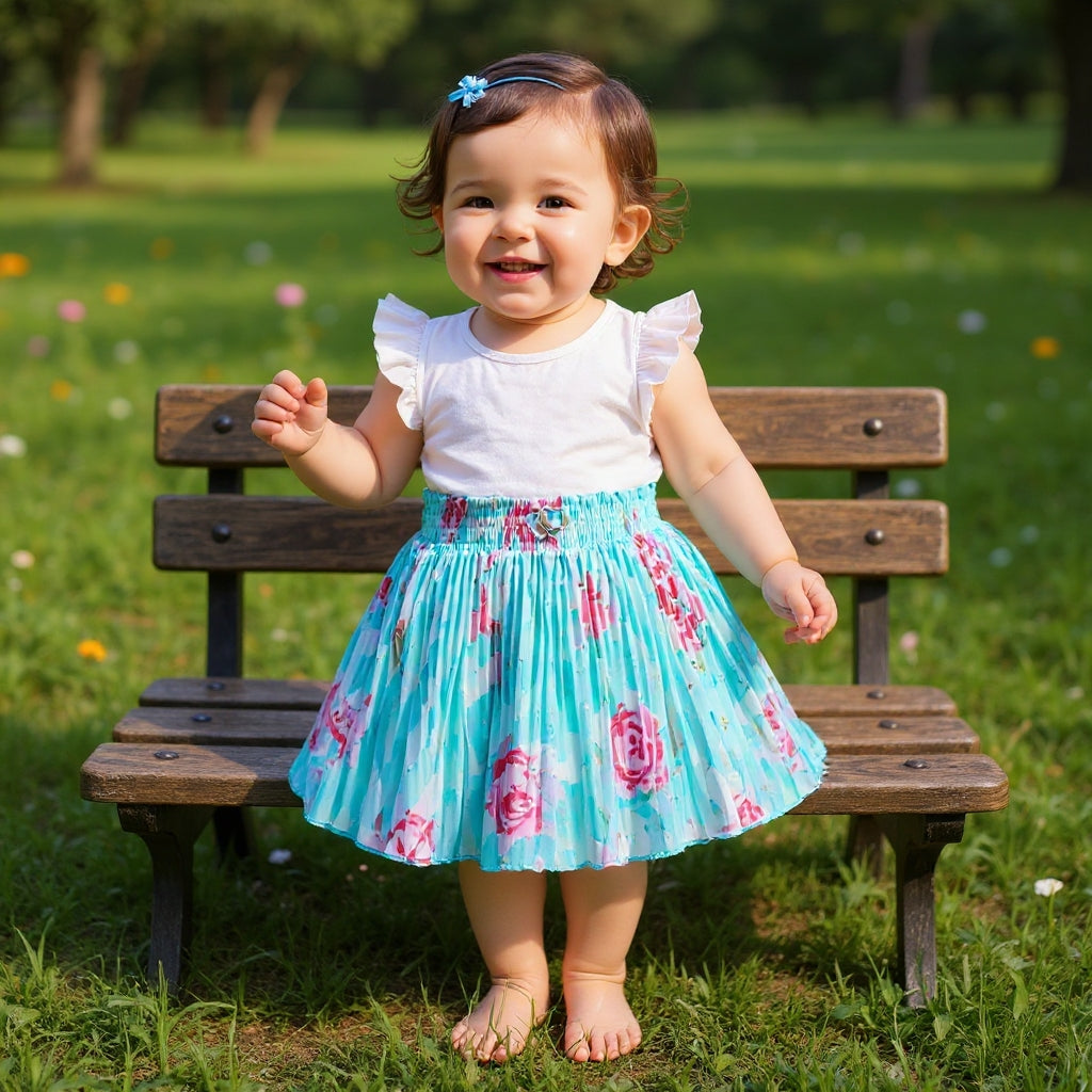Baby Girls Georgette Skirt – Only Single Piece | 6 Months to 5 Years | Soft Inner Astar | Stylish Printed Designer Skirt
