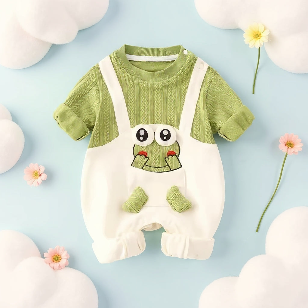 Little Frog Summer Baby Romper – Cute Green Cotton Outfit for Babies 🐸☀️