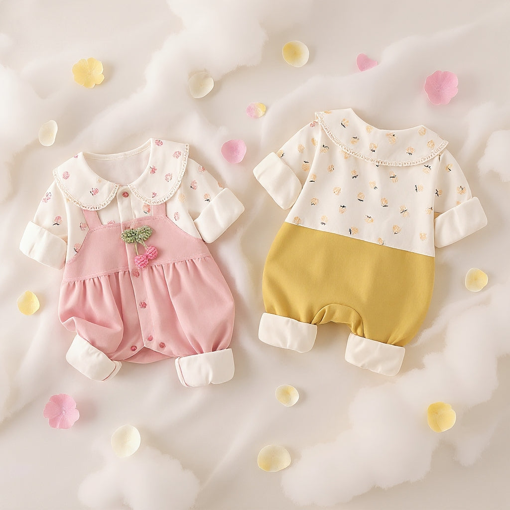 Cute Summer Baby Romper Set – Soft Cotton Floral & Pink Outfit 🌼
