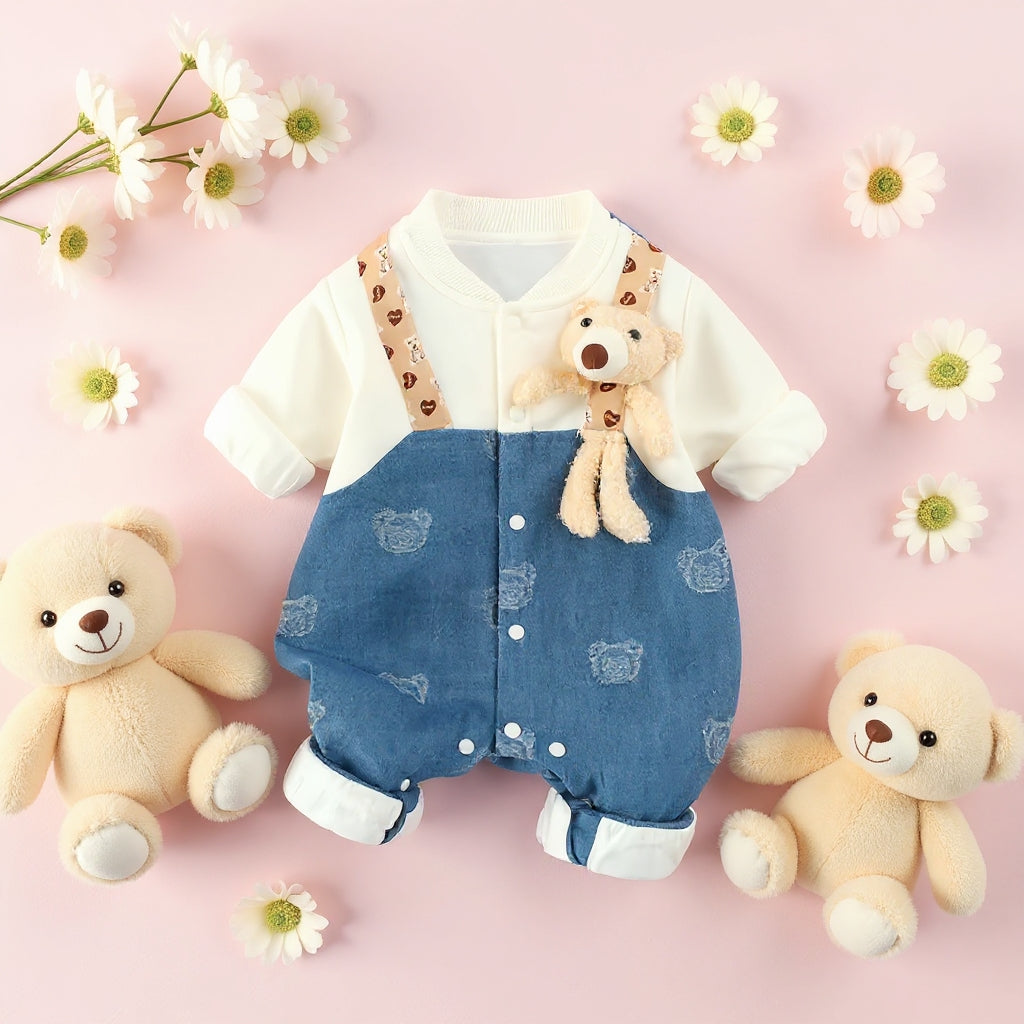 Teddy Buddy Summer Baby Romper – Cute Bear Cotton Outfit for Babies 🧸☀️
