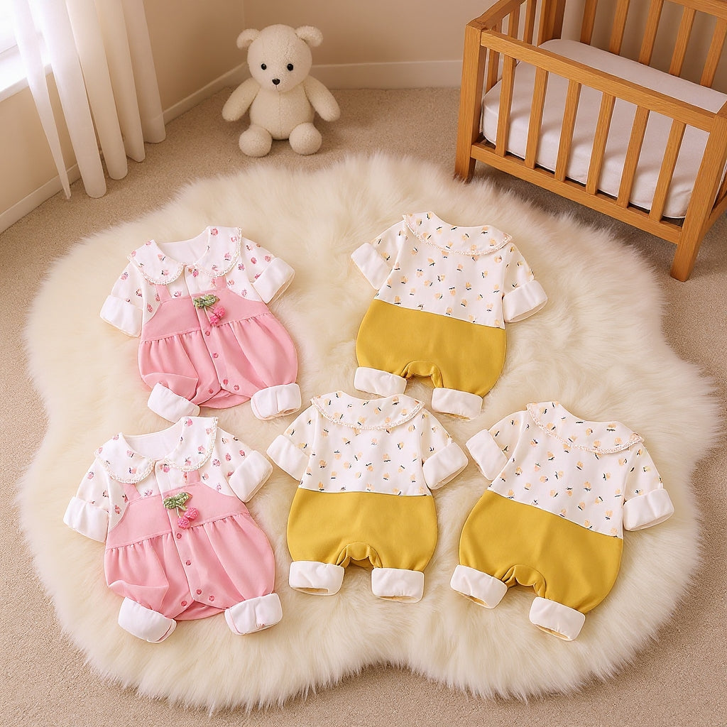 Cute Summer Baby Romper Set – Soft Cotton Floral & Pink Outfit 🌼