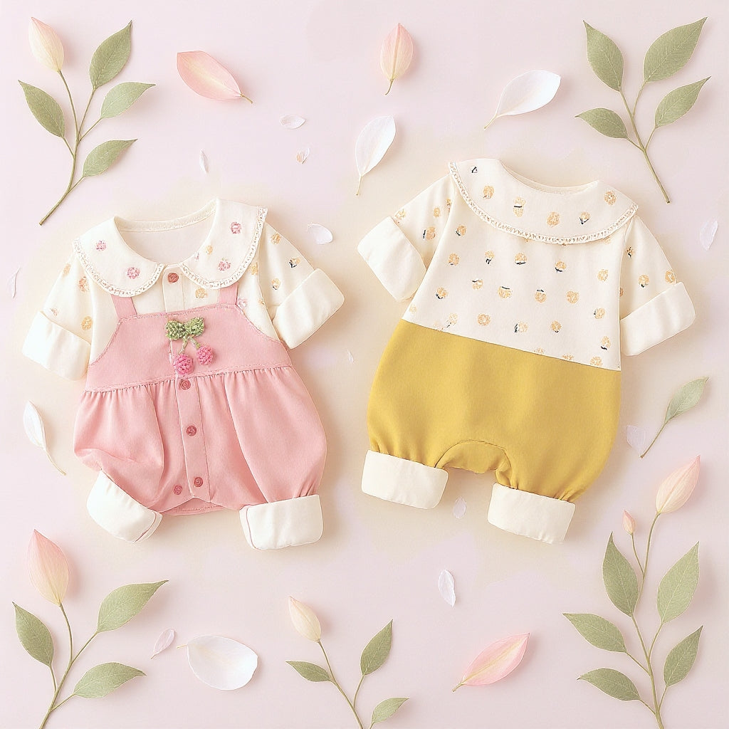 Cute Summer Baby Romper Set – Soft Cotton Floral & Pink Outfit 🌼