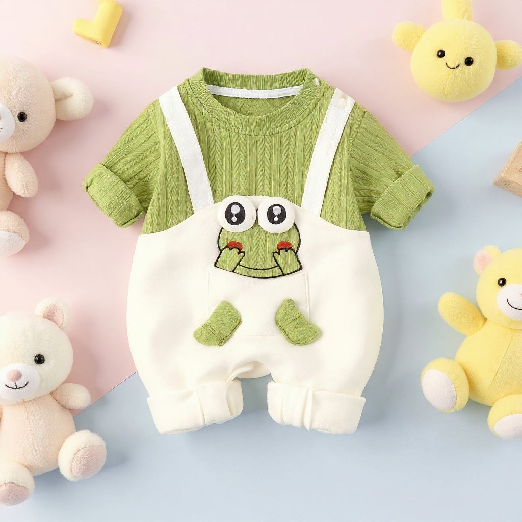 Little Frog Summer Baby Romper – Cute Green Cotton Outfit for Babies 🐸☀️