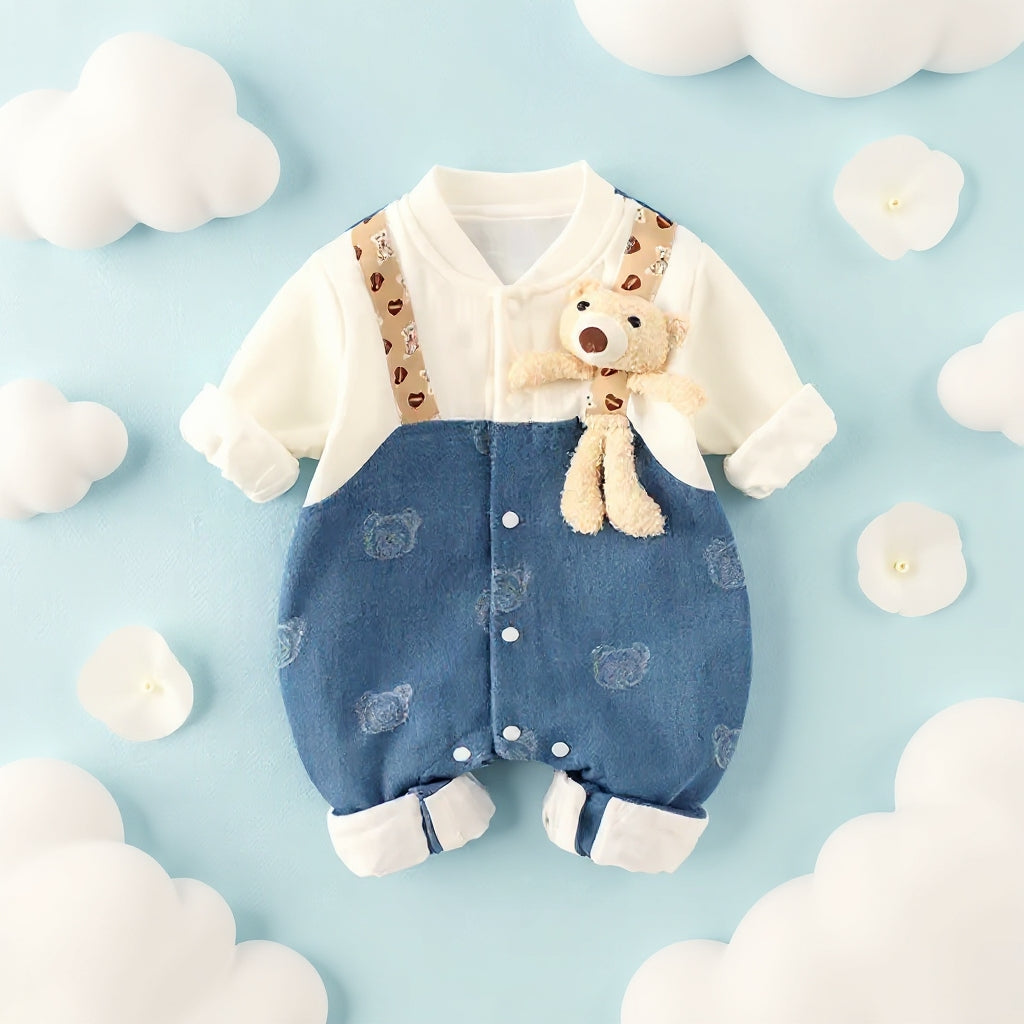 Teddy Buddy Summer Baby Romper – Cute Bear Cotton Outfit for Babies 🧸☀️