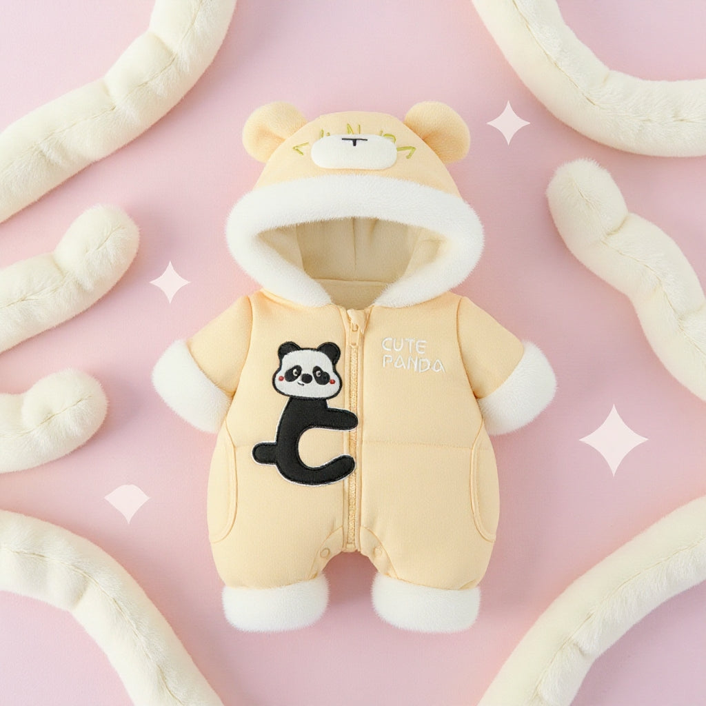 Premium 1-Piece "Cute Panda" Hooded Romper – Ultra-Soft All-Season Jumpsuit for Babies!