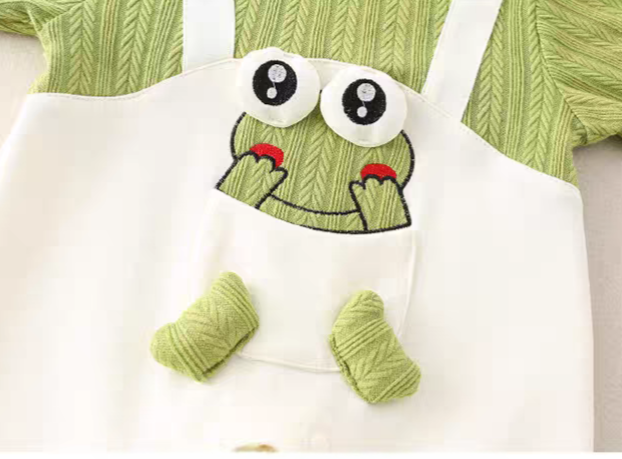 Little Frog Summer Baby Romper – Cute Green Cotton Outfit for Babies 🐸☀️