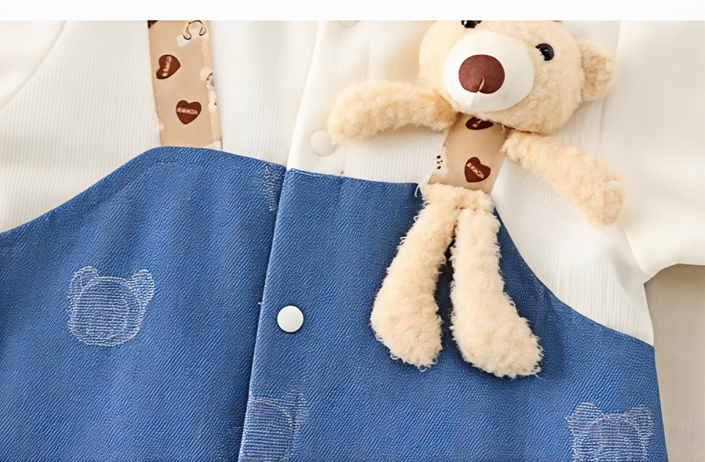 Teddy Buddy Summer Baby Romper – Cute Bear Cotton Outfit for Babies 🧸☀️