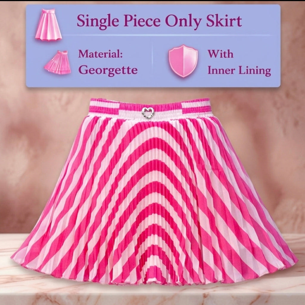 Baby Girls Pink Striped Skirt – Single Piece Only | Pleated Cute Skirt for 1–4 Years