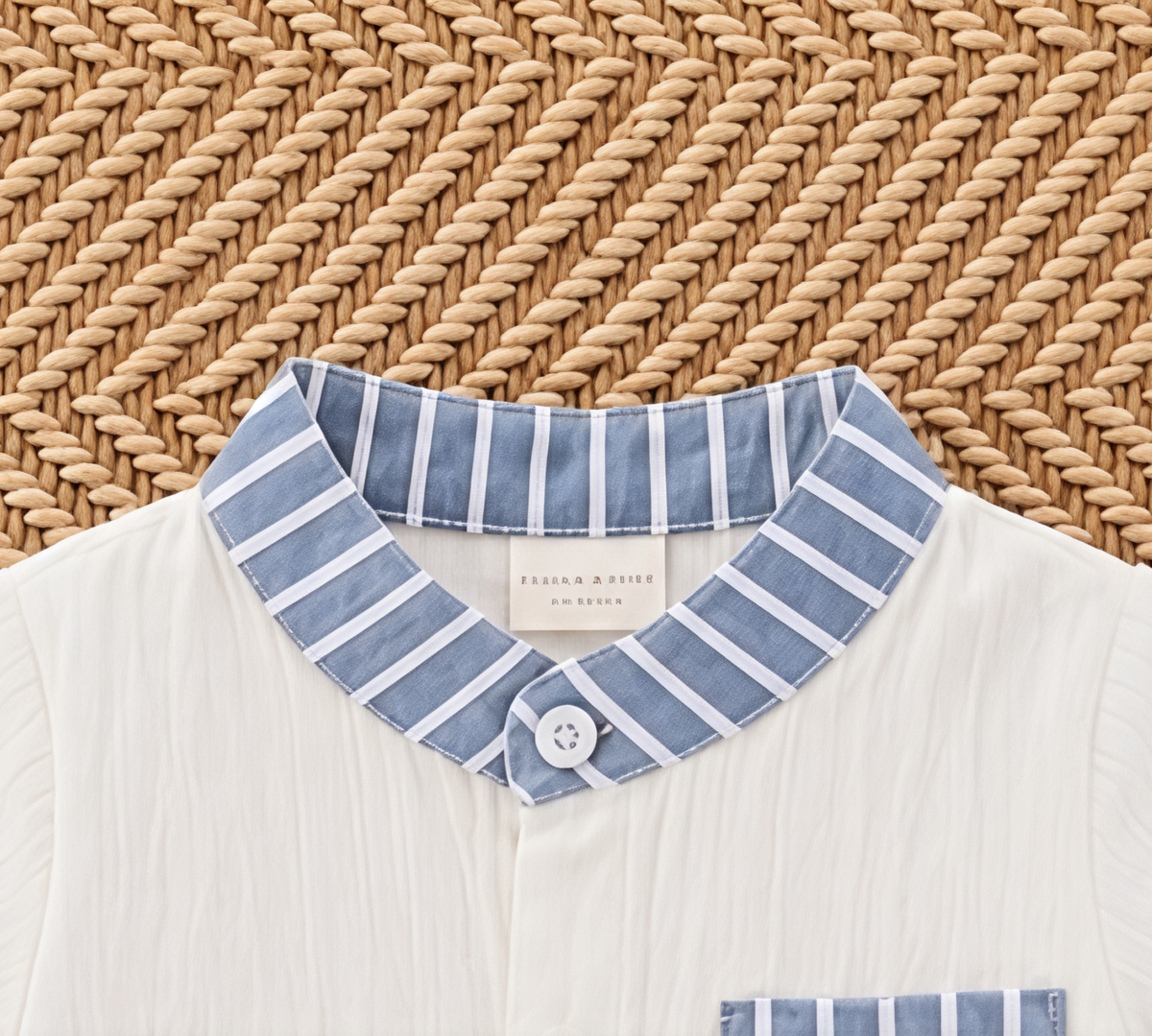 Baby Boys White & Sky Blue Striped Summer Co-Ord Set