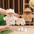 Adorable Bear-Ear Hoodie & Shorts Co-ord Set for Babies – Soft Cotton, Cute Pouch Pocket Design (Cream/Brown)