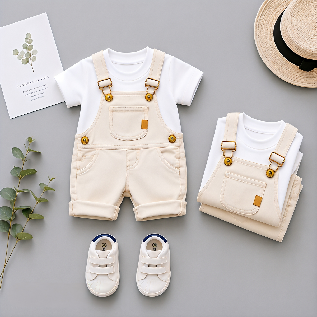 Baby Boy Denim Dungaree Set with Blue Tee 👶🩵