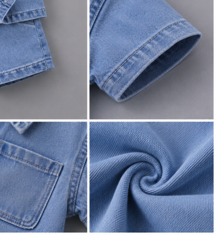 ✨ Cute Baby Denim Outfit Set – Shirt, T-Shirt & Shorts Combo 👶💙