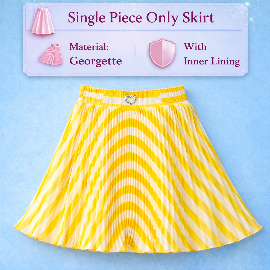 Yellow Striped Baby Girls Skirt – Single Piece Only | Trendy Pleated Skirt for 1–4 Years