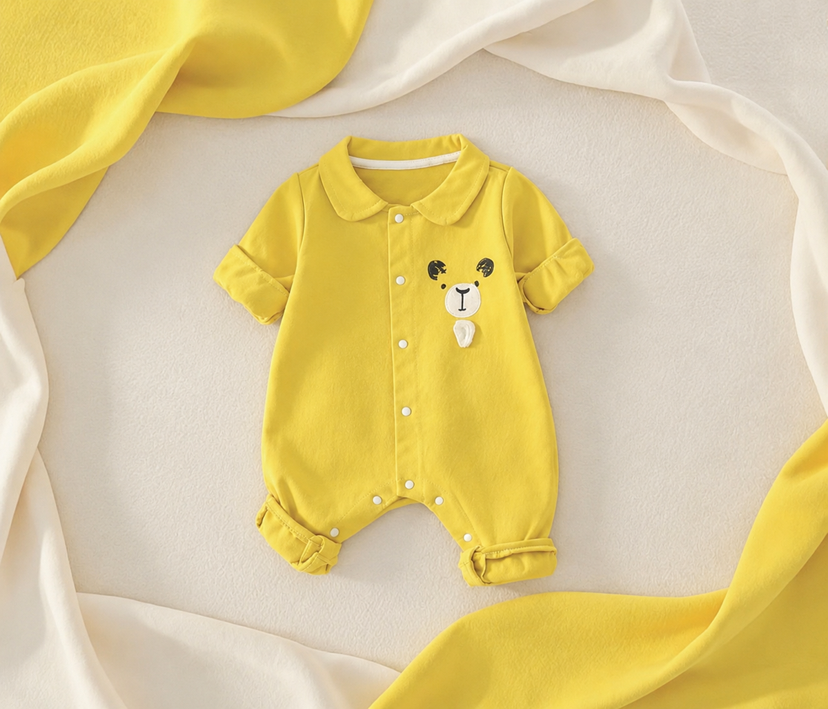 Cute Baby Romper Jumpsuit Set for Boys & Girls | Soft Cotton Half Sleeve Newborn Dress with Bear Design | Comfortable Summer Wear for 0-12 Months Babies
