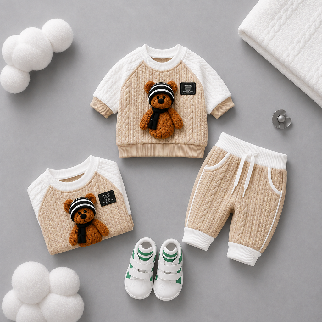 Premium Teddy Bear Knitted Co-Ord Set | Stylish & Cozy