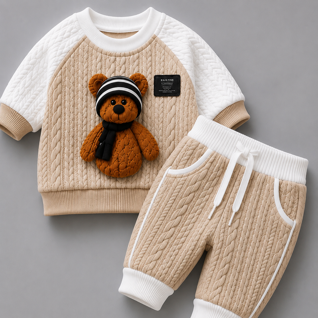 Premium Teddy Bear Knitted Co-Ord Set | Stylish & Cozy