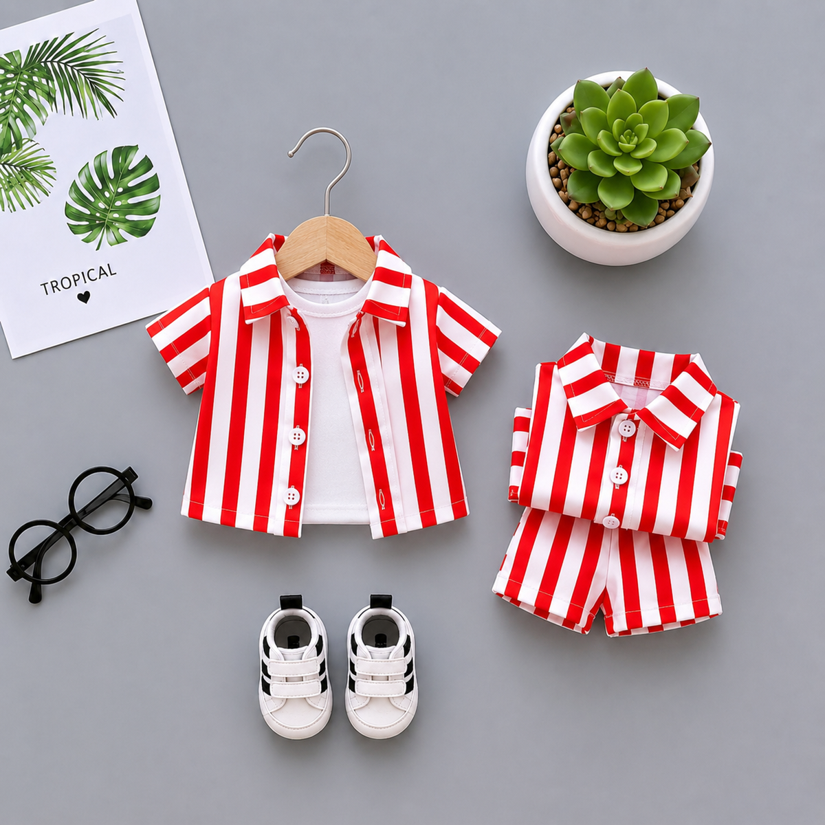 Red Stripe Baby Summer Co-ord Set | Mini Fashion Outfit ❤️🤍