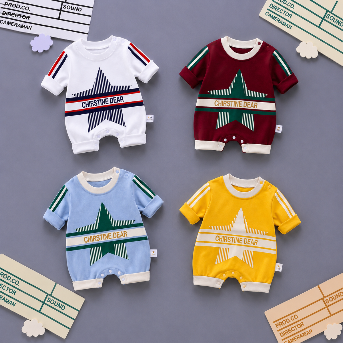 Cute Star Baby Romper – 4 Colors available