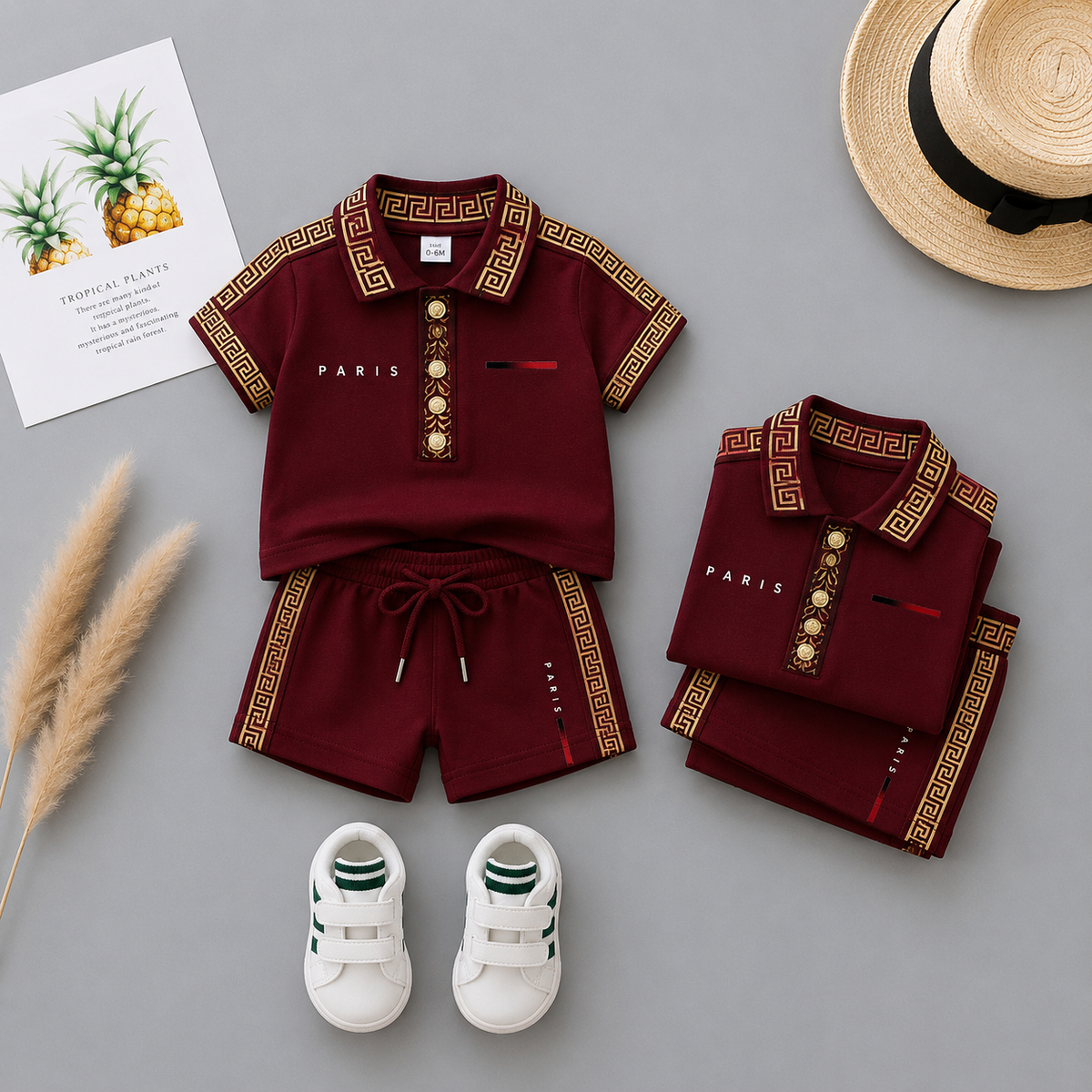 PARIS Premium Baby Boys Polo T-Shirt & Shorts Set | Cute Fashion Outfit | 6 Months–5 Years 🧸✨