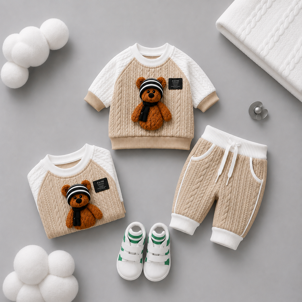 Premium Teddy Bear Knitted Co-Ord Set | Stylish & Cozy