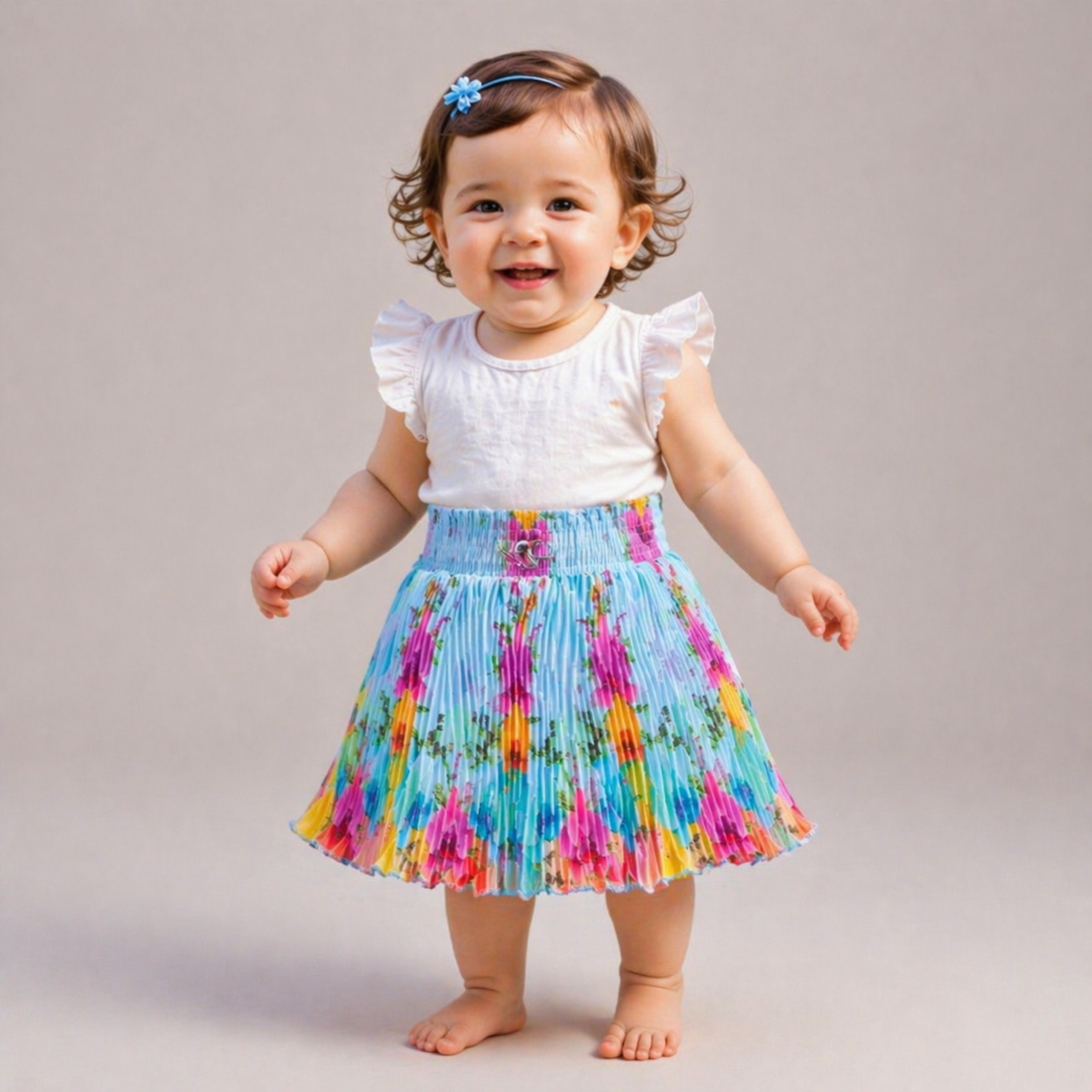 Baby Girls Satin Pleated Skirt (Single Piece) | Soft Elastic Waist | 6 Months to 5 Years